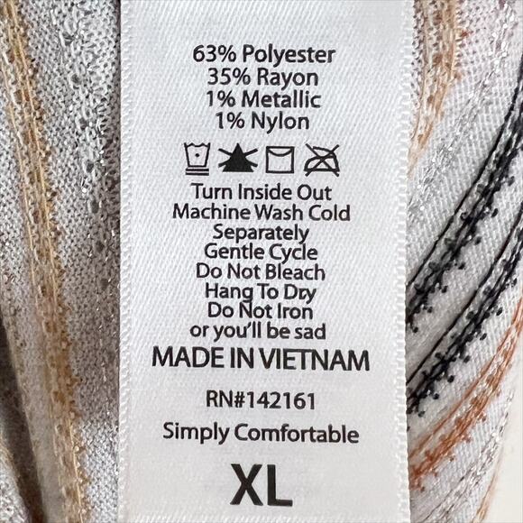 NWT Lularoe Irma High Low Tunic Top Gray With Metallic Chevron Stripes Size XL - Picture 7 of 8